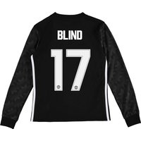 Manchester United Away Cup Shirt 2017-18 - Kids - Long Sleeve With Bli, Black