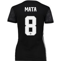Manchester United Away Cup Shirt 2017-18 - Womens With Mata 8 Printing, Black
