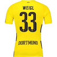 BVB Home Authentic Shirt 2017-18 With Weigl 33 Printing, Yellow/Black