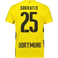 BVB Home Shirt 2017-18 With Sokratis 25 Printing, Yellow/Black
