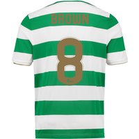 Celtic Home Shirt 2017-18 - No Sponsor With Brown 8 Printing, Green/White