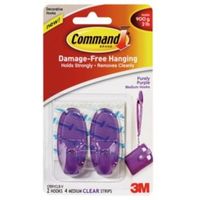 3M Command Purple Plastic Hooks Pack Of 2