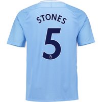 Manchester City Home Stadium Shirt 2017-18 With Stones 5 Printing, Blue