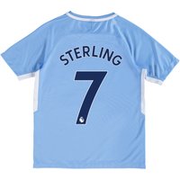 Manchester City Home Stadium Shirt 2017-18 - Kids With Sterling 7 Prin, Blue