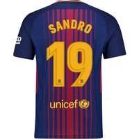 Barcelona Home Vapor Match Shirt 2017-18 With Sandro 19 Printing, Red/Blue