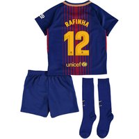 Barcelona Home Stadium Kit 2017/18 - Little Kids - Unsponsored With Ra, Red/Blue