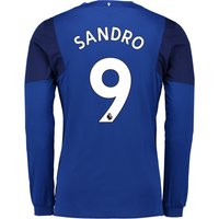 Everton Home Shirt 2017/18 - Junior - Long Sleeved With Sandro 9 Print, Blue