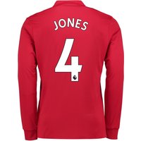 Manchester United Home Shirt 2017-18 - Long Sleeve With Jones 4 Printi, N/A