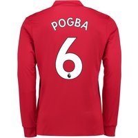 Manchester United Home Shirt 2017-18 - Long Sleeve With Pogba 6 Printi, N/A