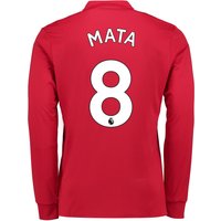 Manchester United Home Shirt 2017-18 - Kids - Long Sleeve With Mata 8, N/A