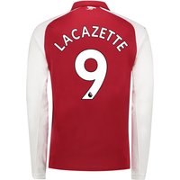 Arsenal Home Shirt 2017-18 - Kids - Long Sleeve With Lacazette 9 Print, Red