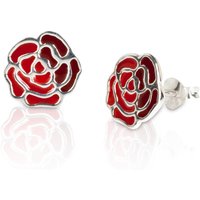 England Silver Rose Ear Studs - Pair, Silver