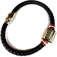 England Crest Colour Stripe Leather Bracelet - Stainless Steel, N/A
