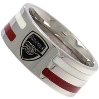 Arsenal Colour Stripe Crest Band Ring - Stainless Steel, N/A
