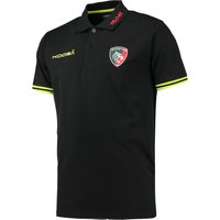 Leicester Tigers Polo Shirt - Junior - Black/Fluro Green, Black