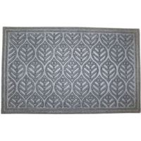 Colours Grey Leaf Jute & Polyester Door Mat (L)0.9m (W)600mm