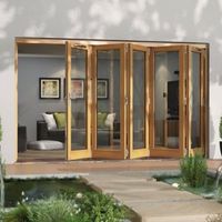 Golden Oak Timber Glazed Sliding Folding Patio Door (H)2094mm (W)3594mm - 5050818866980
