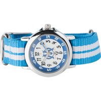 Olympique De Marseille Analogue White Dial Stripe Strap Watch - Young, Blue