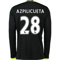 Chelsea Away Shirt 16-17 - Kids - Long Sleeve With Azpilicueta 28 Prin, Black