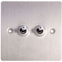 Holder 10A 2-Way Double Brushed Steel Toggle Switch