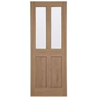4 Panel Oak Veneer Glazed Internal Door (H)2040mm (W)726mm