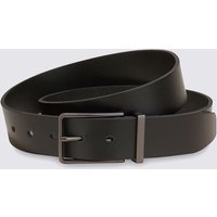 M&S Collection Leather Gunmetal Rectangular Buckle Belt
