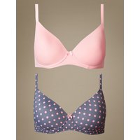 M&S Collection 2 Pack Assorted Underwired Full Cup T-Shirt Bras