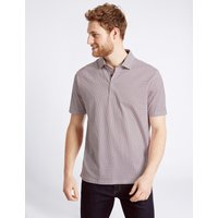 M&S Collection Pure Cotton Checked Polo Shirt