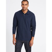 M&S Collection Pure Cotton Textured Polo Shirt