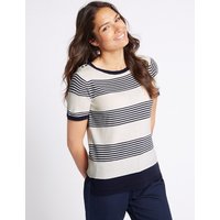 Classic Striped Round Neck Short Sleeve Jumper