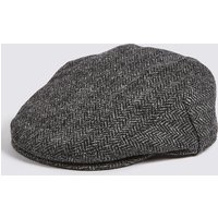 M&S Collection Pure Wool Herringbone Thinsulate Flat Cap With Stormwear