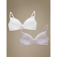 Angel 2 Pack Cotton Rich Moulded Non-Wired Spotted First Bras