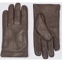 Collezione Textured Leather Gloves With Thinsulate