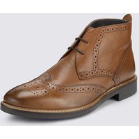 M&S Collection Leather Brogue Chukka Boots