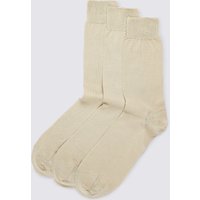 M&S Collection Luxury 3 Pairs Of Pure Cotton Luxury Mercerised Socks