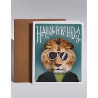 Lion Glasses Birthday Card