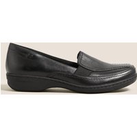 Footglove Wide Fit Leather Wedge Heel Loafers
