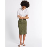 M&S Collection Sateen Pocket Detail Midi Skirt
