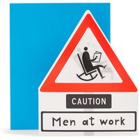 Lenticular Caution Men At Work Birthday Card
