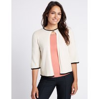 Classic Tipped 3/4 Sleeve Cardigan