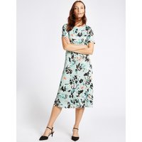 M&S Collection Floral Print Short Sleeve Midi Dress
