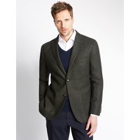 M&S Collection Luxury Pure New Wool 2 Button Herringbone Jacket