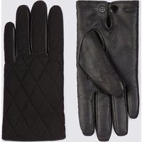 M&S Collection Leather Panelled Quilted Gloves With Thinsulate