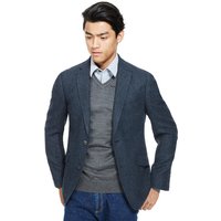 M&S Collection Luxury Big & Tall Tailored Fit 2 Button Herringbone Jacket