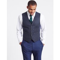 M&S Collection Luxury Pure New Wool Tailored Fit Herringbone 5 Button Waistcoat