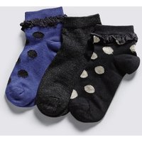 Autograph 3 Pairs Of Freshfeet Cotton Rich Spotted & Frill Socks With Silver Technology (5-14 Years)