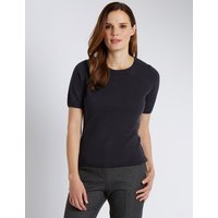 Classic Ribbed Round Neck Short Sleeve Jumper