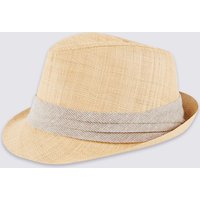 M&S Collection Textured Straw Trilby Hat