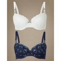 M&S Collection 2 Pack Embroidered Padded Push Up Bra A-E