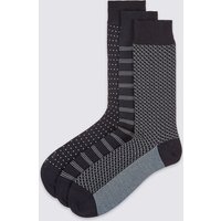 M&S Collection Luxury 3 Pairs Of Cotton Rich Design Socks